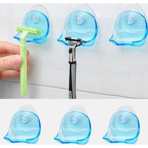 1Pcs Bathroom Razor Holder Suction Cup Shaver Storage Rack Clear Blue Plastic Super Suction Cup Razor Rack