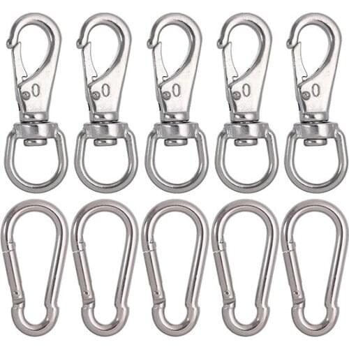 10Pcs Stainless Steel Swivel Eye Snap Hook Flag Pole Clips,Snap Hook Carabiner Hooks for,Pet Chains, Dog Out Cable, Keychains