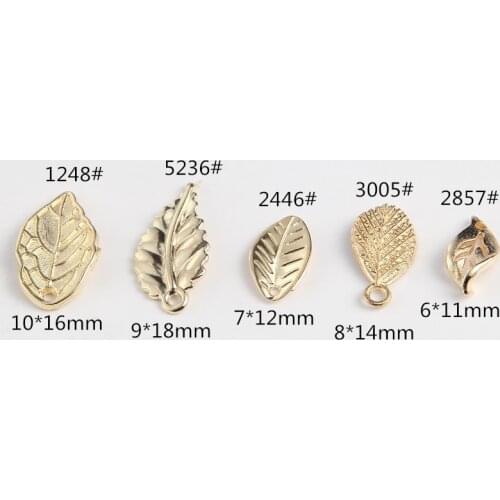 100pcs Mini Charms Gold Color Small Leaves Hollow Shape Pendant Handmade Hanging Crafts for DIY Fashion Women Bracelet& Necklace