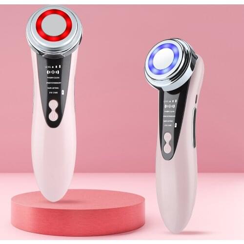 Ultrasonic Ion Skin Care Massager For Face Lifting Red Light Photon Therapy EMS Microcurrent Massage Cleaner Beauty Device