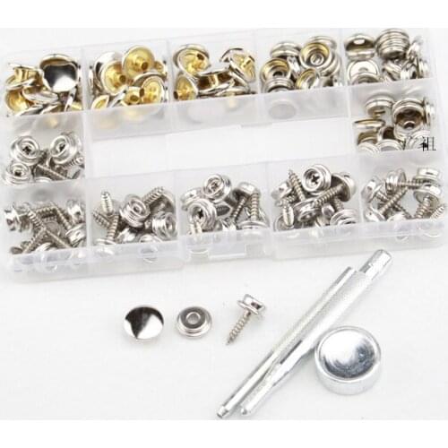 50 sets 15mm stainless steel screws 201# big white buttons yacht tarpaulin screw fixing clothes metal butons with tools