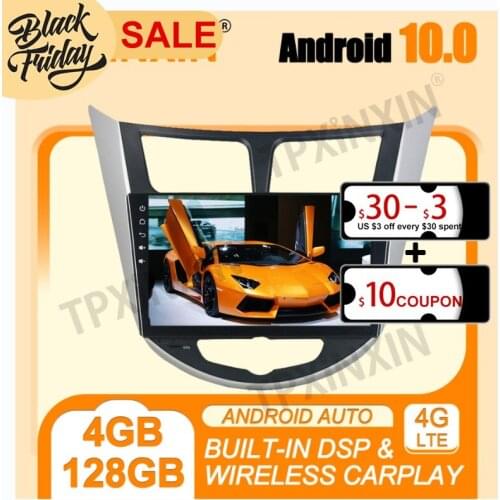 Android 10.0 IPS 4G+128G PX6 For Hyundai Verna Full Touch Carplay Multimedia Player Auto Radio Tape Recorder GPS Navi Head Unit