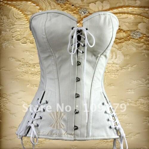 Annzley Corset! Custom Made Luxury White 100% Genuine Cowhide Leather Corset Top