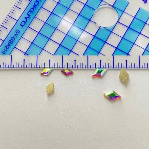 Non Hot Fix Flat Back Rhombus Shape Nail - Decorations Crystal AB Color 3x5mm ,4x6mm Glue On Stones