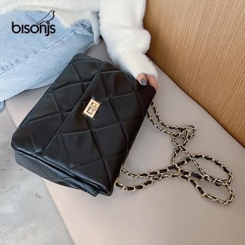 Женские стеганые сумки BISONJS China At AliExpress