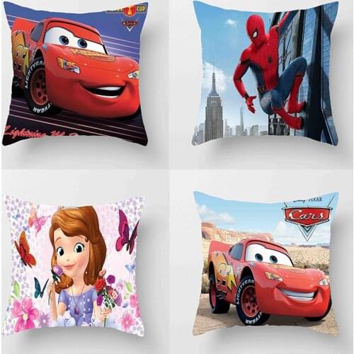 Disney Pillowcase Cushion Cover Car Sspiderman McQueen Sofia Princess Pillow case Cartoon Boy Girl Gift 40x40cm 45x45cm