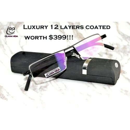 Clara Vida Luxury Trend Men Women Quality 12 Layers Coated Computer Reading Glasses +1 +1.5 +2 +2.5 +3 +3.5 +4