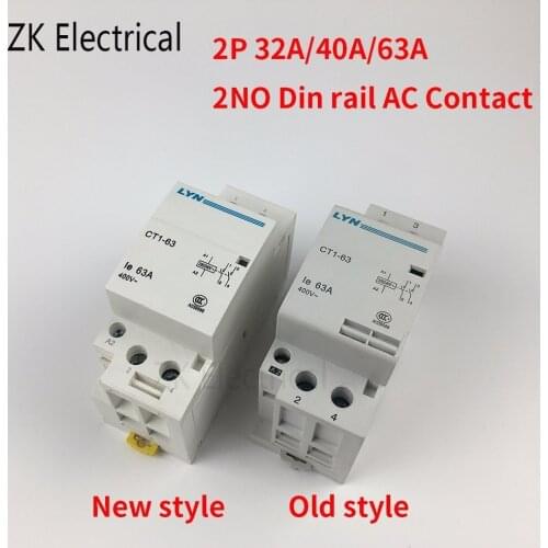 CT1 2P 32A 40A 63A 220V/230V 50/60HZ Din Rail Household Ac Contactor 2NO For Home Hotel Resturant