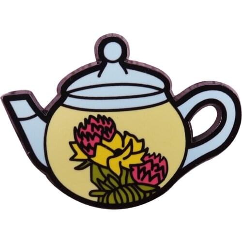 Blooming Tea Lapel Pin Glass Teapot Badge Aesthetic of Flowering Tea Such beautiful way to enjoy lifes best simple pleasures