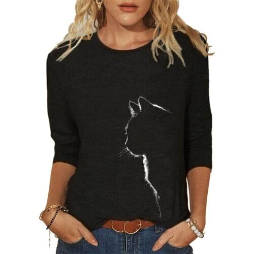 European and American spring and autumn knitted long-sleeved animal print round neck womens casual T-shirt pullover