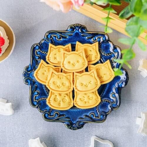 Cookie Mold Cute Mini Cat Kitty Cookie Biscuit Stamp Press Mould Cookie Cutter Sugarcraft Fondant Cake Decorating Tools