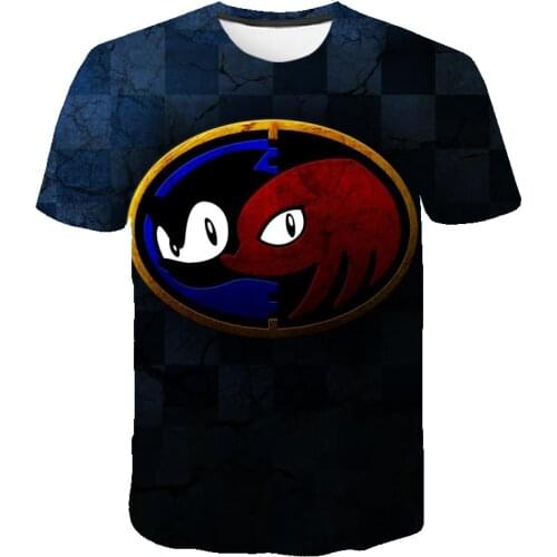 3D Printed Boys Anime Cartoon T-shirts Sonic Print Girls Costume Children Kids Clothes Baby black Tshirts 2020 Summer Clothing