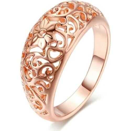 Classic Vintage Hollow Pattern Womens Ring Metal Engagement Wedding Party Famale Rings Jewelry Hand Accessories Size 6-10