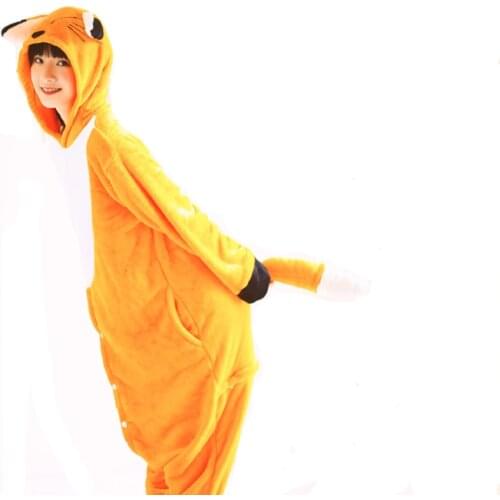 Fox Onesies For Adults Animal One-piece Pajamas Women Pijamas Men Kigurumi lOverall Halloween Jumpsuit Cartoon Cosplay Costume