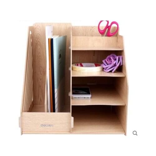 Combination Multi-function Stationery Holder Wooden Desktop File Organizer Office Accessories