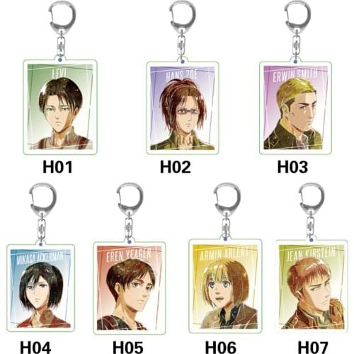 2021 HOT SALE Attack on Titan HD Printed Keychain Japanese Anime Cartoon Figure Double Side Acrylic Pendant Keyring Fans Gifts