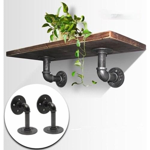 2pc Retro iron water pipe angle Bracket Heavy Support Wall mounted Shelves Home decoration board bearing metal furniture fitting