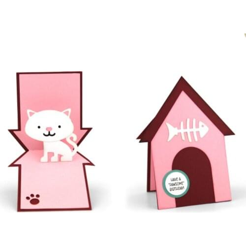 Miss Vintage Cat House Metal Cutting Dies Cut Die Decoration Animal Scrapbook Paper Craft Knife Mould Blade Punch Stencils