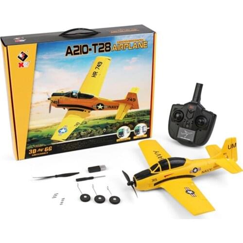 XK A210 T28 4CH 6G/3D Modle Stunt Plane 6 Axis Stability Remote Control Airplane Electric RC Aircraft Toys