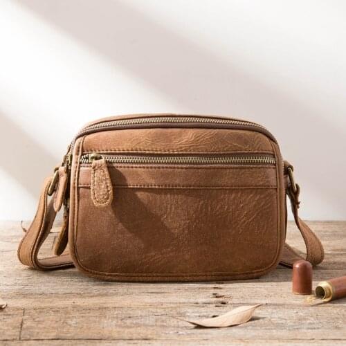 Shoulder Bag Men Bag Leather Messenger Bag Men Retro Bag Casual Bag Back Pack New Korean Version Top Layer Leather Vintage Soft
