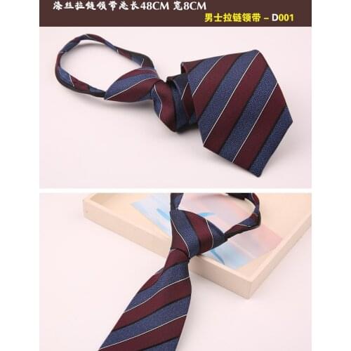 Mens formal suit business zipper tie groom married 8cm easy to pull wide version unit lazy trendy group