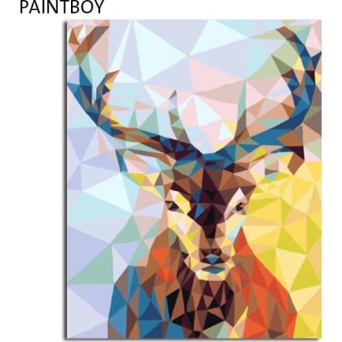 PAINTBOY Framed Pictures Painting By Numbers of Animal Deer Handwork Canvas Oil Painting Home Decor For Living Room