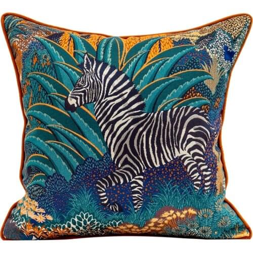 DUNXDECO Cushion Cover Decorative Pillow Case Modern Luxury Jungle Zebra jacquard Art Design Coussin Sofa Chair Bedding Decor