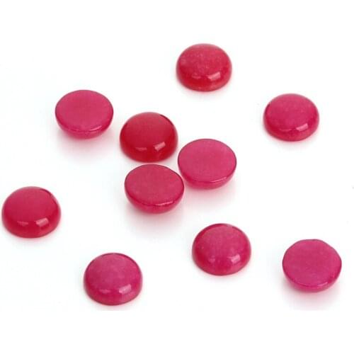 Diameter 8mm Jade Loose Cameo Cabochon Beads Hot Pink Natural Stone Cabochon Base Supplies For DIY Craft Jewelry Making 20pcs