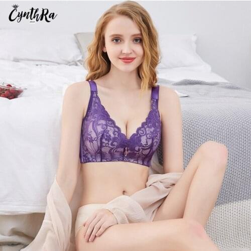 CYNTHRA Sexy Gathering Underwear Push Up Bra Lace Adjustable Wireless Plus Size Bralette Lingerie Free Shipping