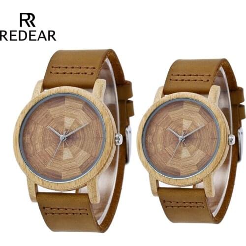 OEM Custom LOGO Loves Bamboo Watches No Scale Brown Leather Watch Strap Sport Watches for Loves Gift Item