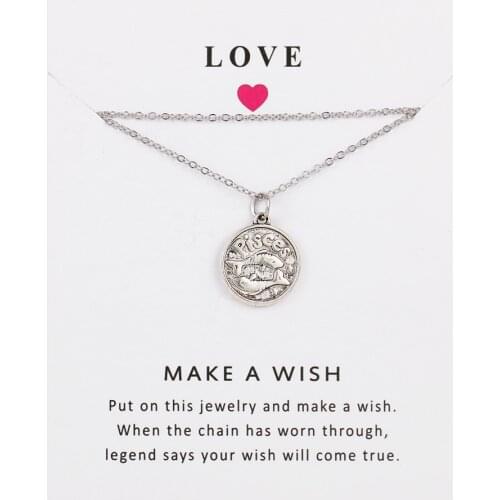 Pisces 12 Constellation Zodiac Sign Pendant Necklace For Women Coin Disk Leo Libra Aries Horoscope Astrology Necklace