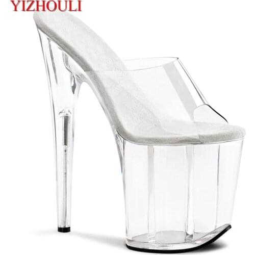 Sexy 8 inch heels.Summer 20cm slipper, crystal soles, party shoe club, pole dancing shoes