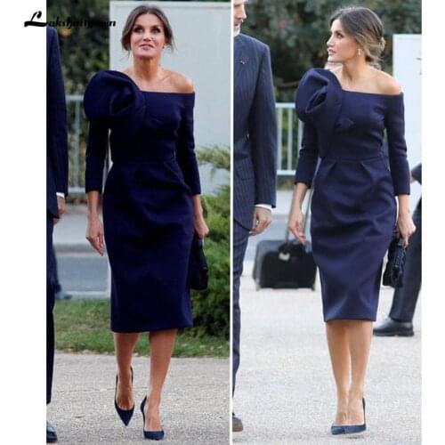 Three Quarter Simple Satin Off the Shoulder Tea-Length Flower Mother Of The Bride Dresses madre della sposa abiti Lakshmigon