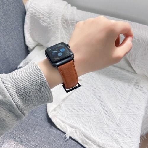 For Apple Watch Band Series 1 2 3 4 38mm 42mm Leather Strap Loop for iWatch 40mm 44mm SE6 5 Wristband Correa Accessories