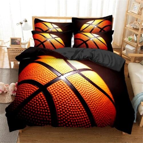 Luxury 3D Basketball Print 2/3Pcs Kids Bedding Set Comfortable Duvet Cover Pillowcase Home Textile Single Queen and King Size