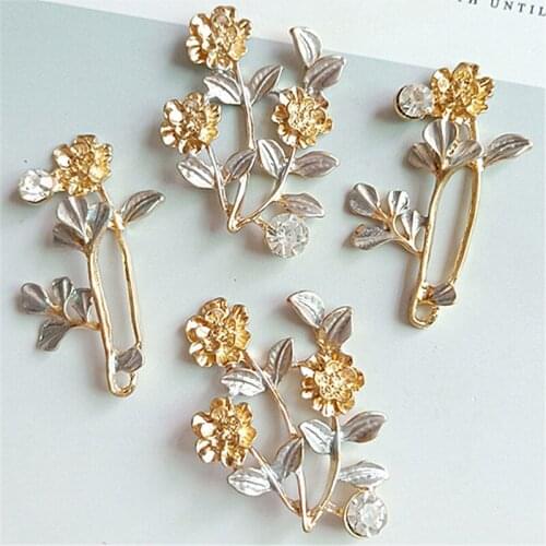 SEA MEW 20 PCS Fashion Metal Alloy KC Gold Drops Of Glaze Flowers Branch Connectors Charm For Jewelry Making