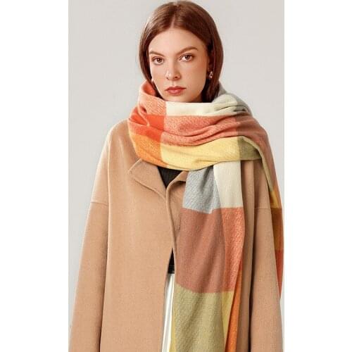 2021 Winter Plaid Scarves Female Qiu Dong Imitation Cashmere Scarf Winter English Fringed Shawl For Women