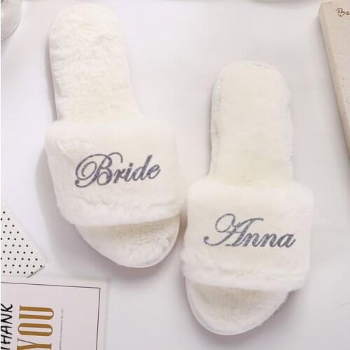 Customized coral Fleece slippers Team Bride to be Bridesmaid gift Bachelorette Hen party gifts for wedding guests slippers