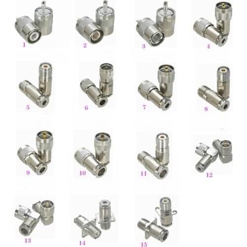 1Pcs UHF PL259 SO239 / Mini UHF Connector Clamp / Solder RG58 RG142 / RG8X LMR240 / RG5 RG6 / RG8 LMR400 Male & Female Adapter