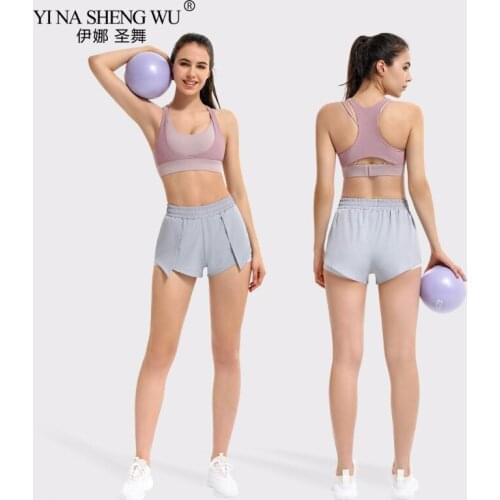 2 Piece Yoga Set Sports Woman Suit Sleeveless Bra Pocket Elastic Shorts Sportswear Summer Gym Clothing Jogging Quick-Drying Suit