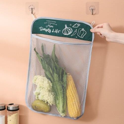 Vegetable Net Bag with Big Mouth Design Hanging Type Reasonable Capacity Kitchen Storage