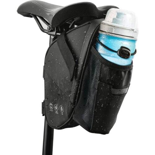 Bike Saddle Bag Water Bottle Holder Reflective Bicycle Under Seat Pack Cycling Wedge Pouch