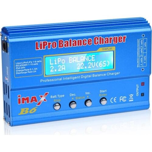 B6 MINI Balance Charger 80w With EC3 XT60 Plug AC Cord 15V 6A LCD Screen Li-on Ni-Cd Battery Balance Charger / Discharger Power