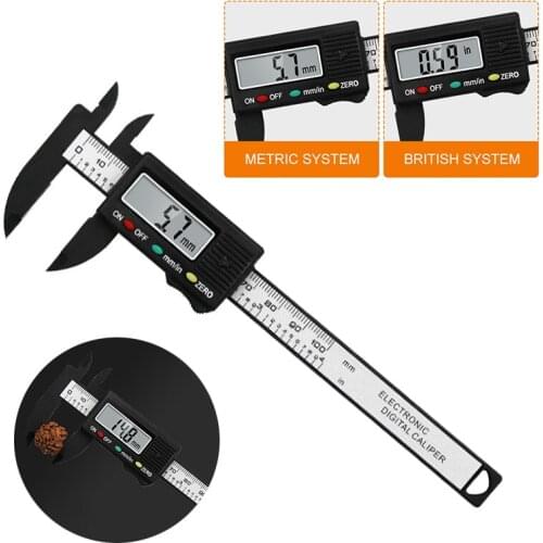1pc 100mm LCD Digital Electronic Carbon Fiber Vernier Caliper Gauge Micrometer Measuring Car Auto Tool