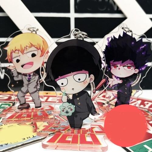 1pcs Anime Mob Psycho 100 Cartoon Printed Acrylic Stand Figure Pendant Keychain Cosplay Prop Decor for Boy Girl Keyring Gift