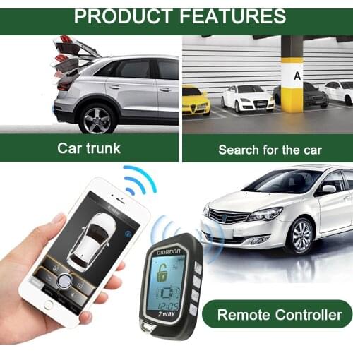 2 Way PKE Keyless Entry Car Door Lock Alarm System Remote Engine Start stop Kit for Phone APP Bluetooth Display shock/vibration
