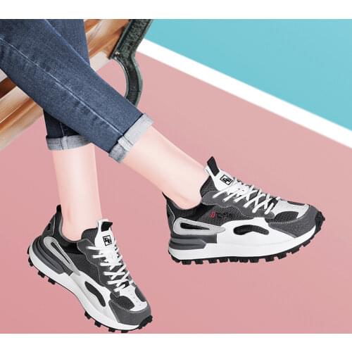 2021 autumn new Leisure running shoes sports shoes womens Internal increase lace-up ladies outdoor travel shoes Soft bottom