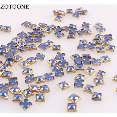 4x4mm 50Pcs/Lots Ceramics Blue Rhinestones with Claw Hotfix Iron Square Glass Crystal Flat Back Diy Wedding Dress Applique D