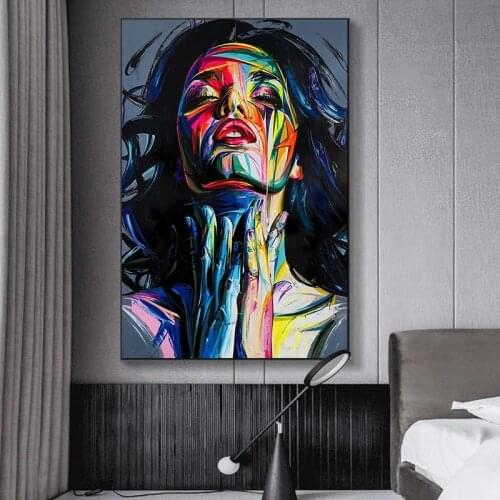 Abstract Womans Portrait Canvas Painting Pop Art Girls Wall Art Nordic Posters and Wall Prints Pictures for Living Room Decor