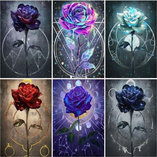 Diy 5d Full Diamond Embroidery Flowers Square Round Diamond Red Blue Rose Mosaic Furniture Decoration Hobby Gift